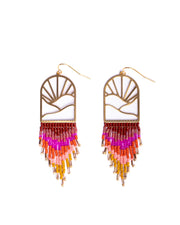 Beaded Handwoven Sedona Sunset Fringe Earrings (Magenta) - Mango + Main