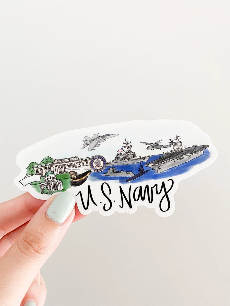 Navy Skyline Sticker