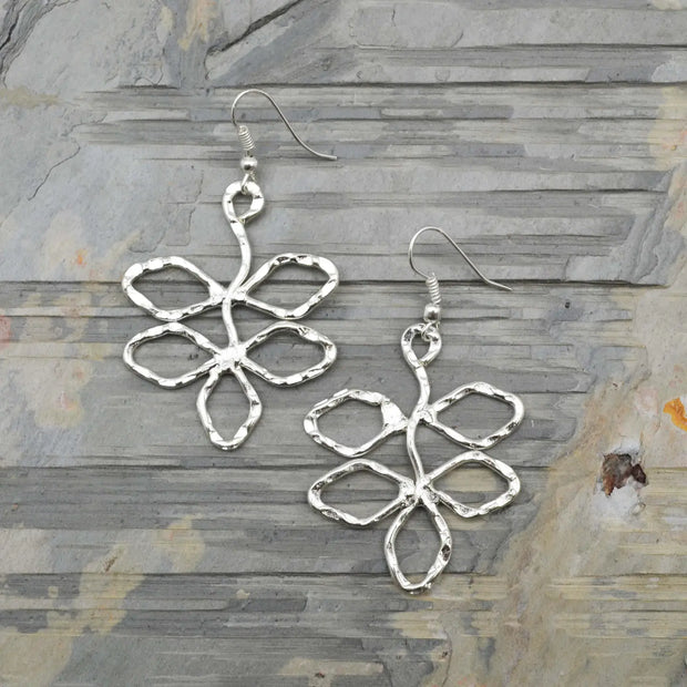 Leafy Branch Silver Earrings