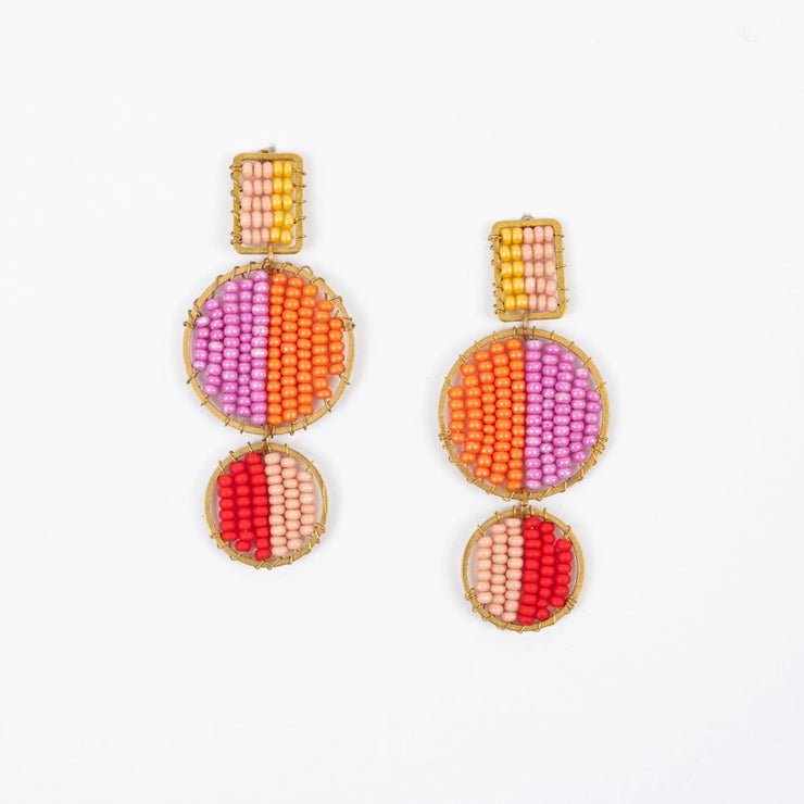 Mod Color Block Earrings - Fuchsia