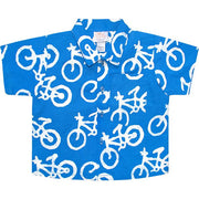 Kids Button Down Shirt - Blue Bikes