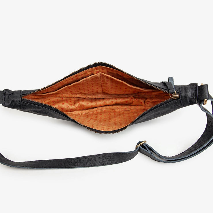 Leather Moon Sling Bag - Black