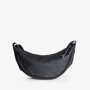 Leather Moon Sling Bag - Black