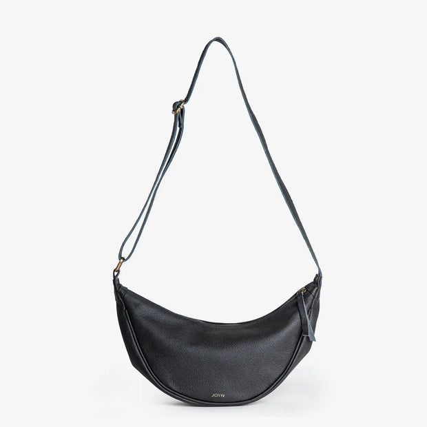 Leather Moon Sling Bag - Black