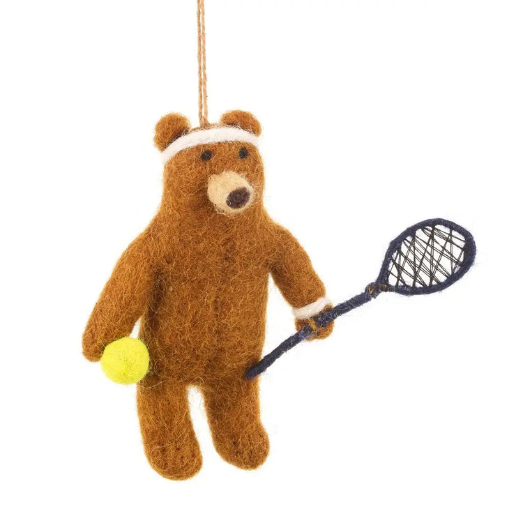 Tennis Bear Felt Ornament