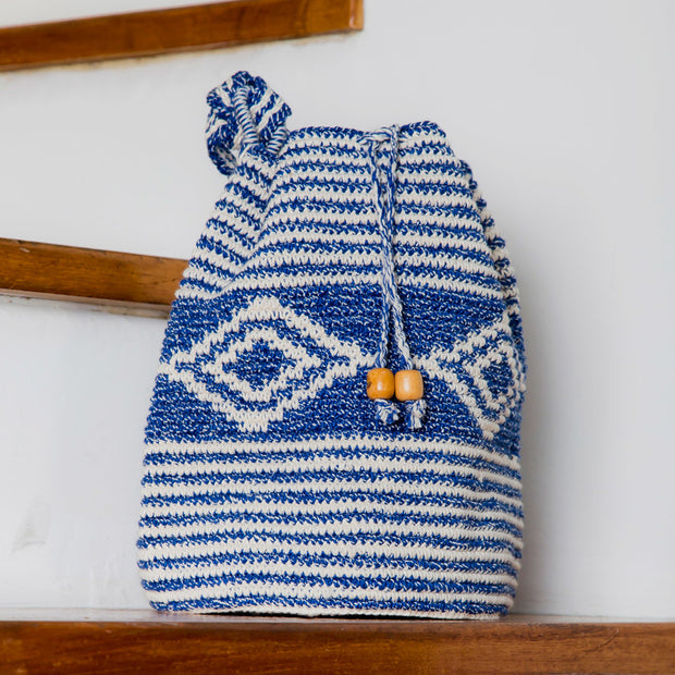 Natural Aguacatan Crocheted Bag - Blue - Mango + Main