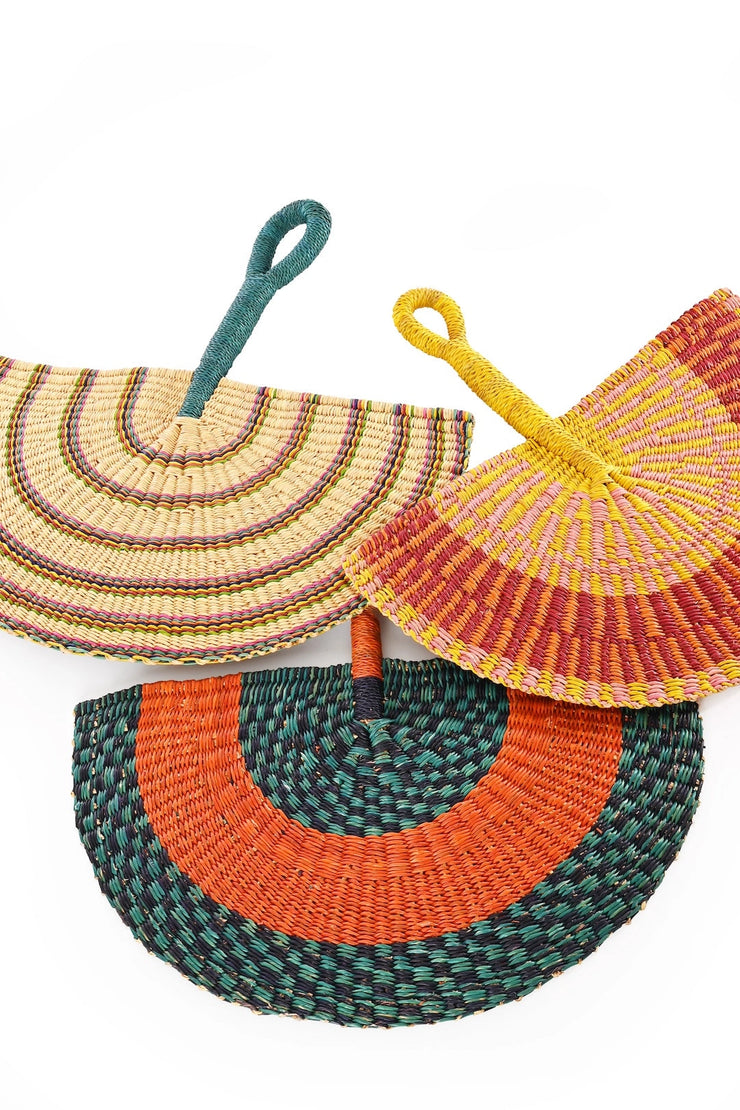 Assorted Elephant Grass Half-Moon Hand Fan - Mango + Main