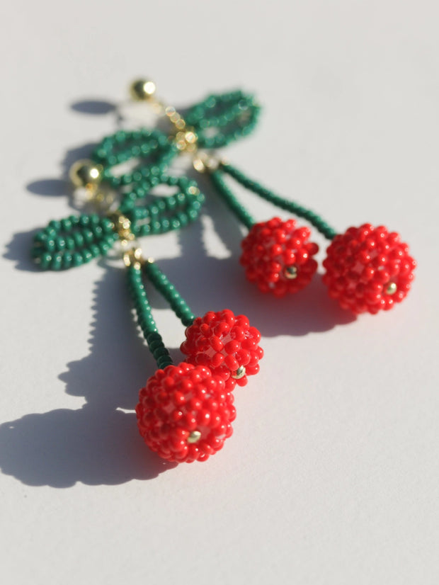 Beaded Cherry Earrings - Mango + Main