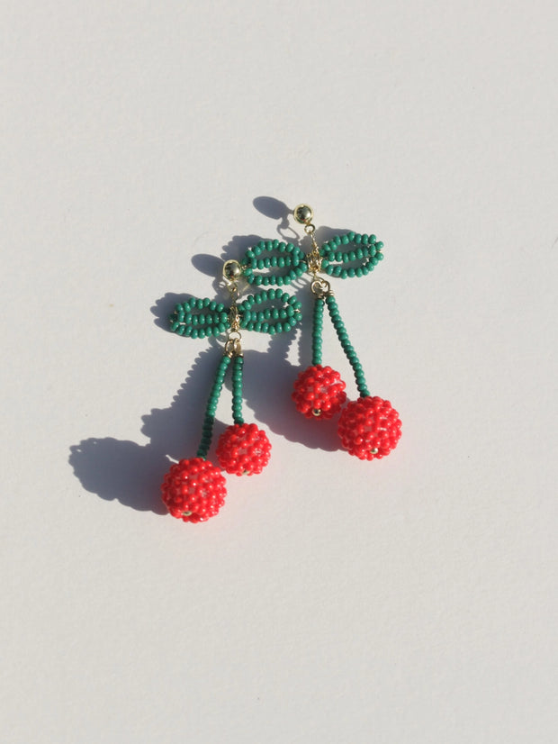 Beaded Cherry Earrings - Mango + Main