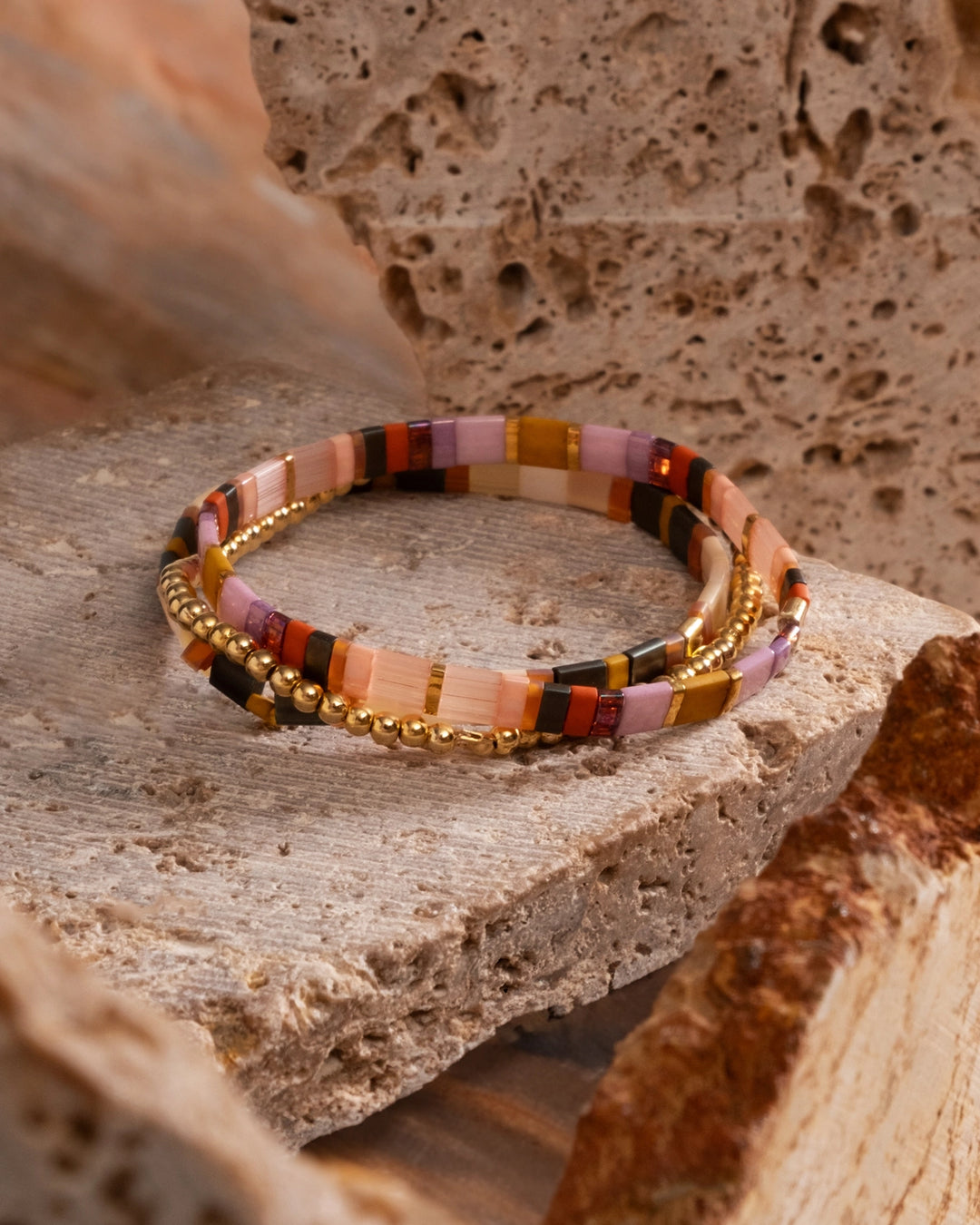 Miyuki Tila Bracelets Set of 3 Mango Main