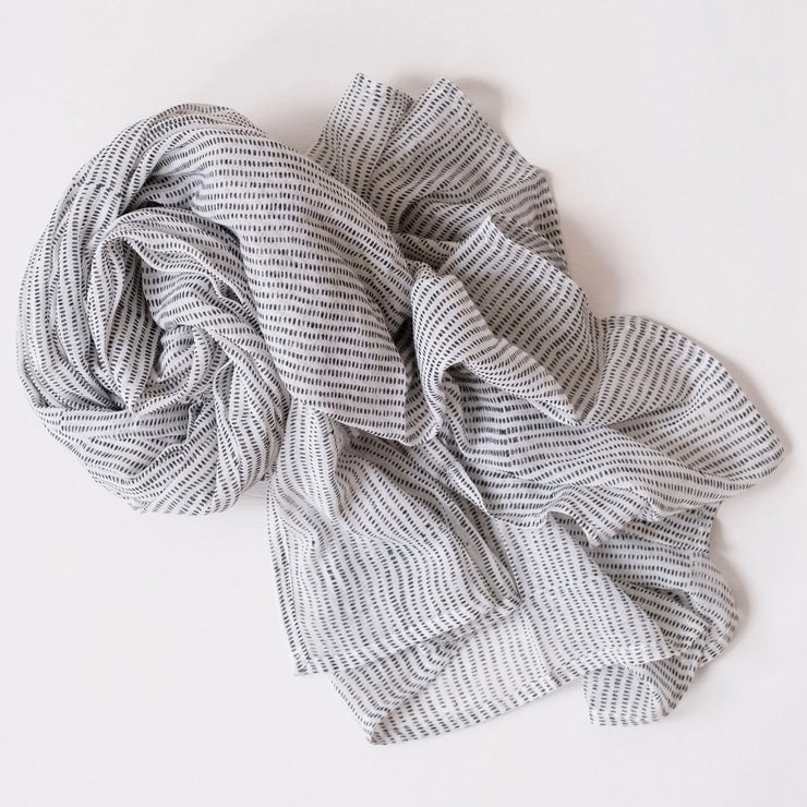 Alice Stripes Black Block Printed Scarf