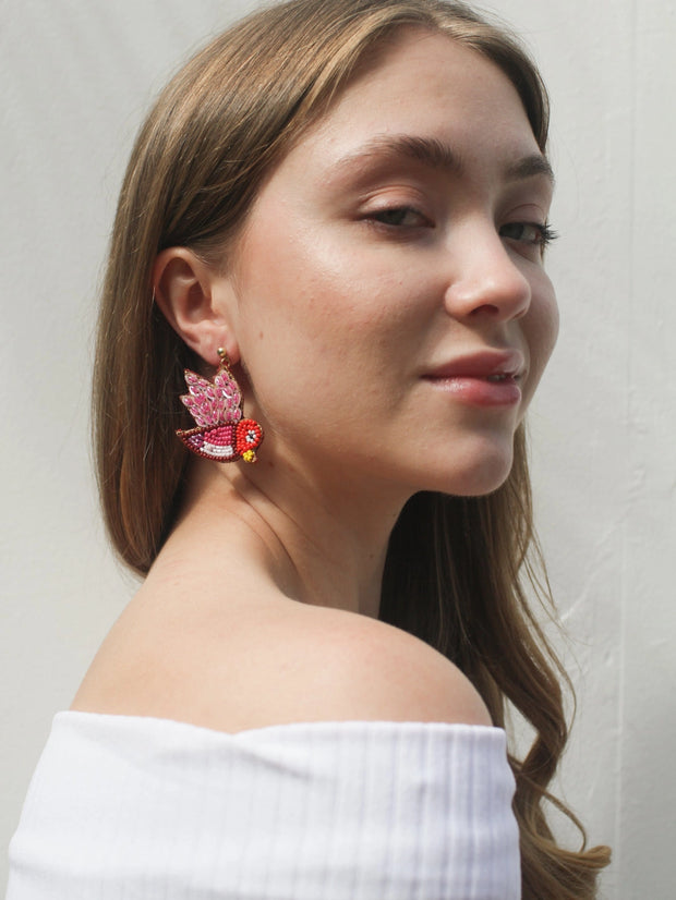 Beaded Bird Earrings - Mango + Main