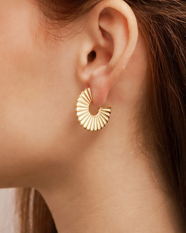 Gold and Mint Sunburst Hoop Earrings