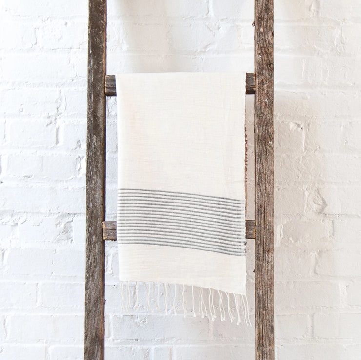 Riviera Striped Cotton Hand Towel - Grey