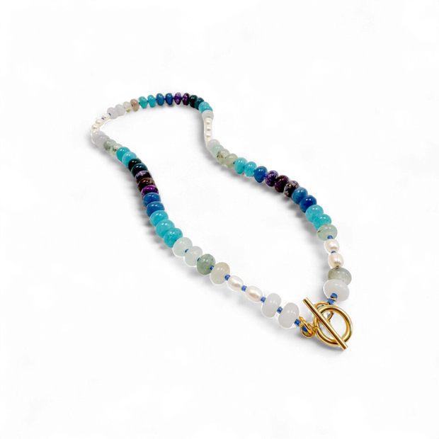 Bold Stone and Pearl Necklace - Coastal Glow