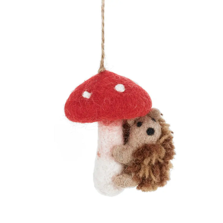Toadstool Hedgehog Felt Ornament
