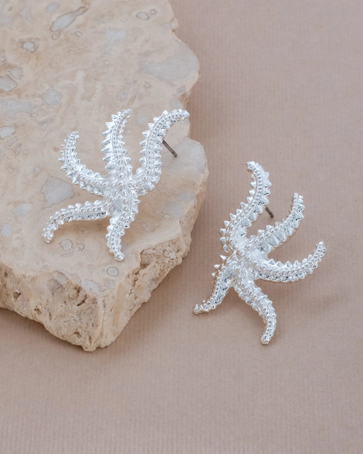 Silver Starfish Stud Earrings