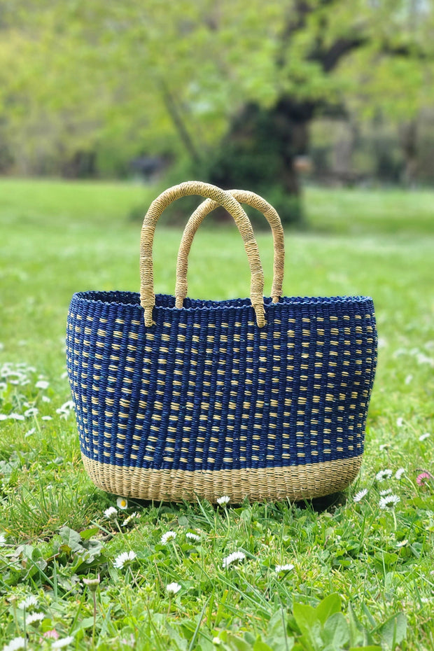 Blueberry Patch Oval Grass Tote - Mango + Main