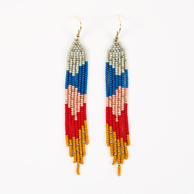 Strata Fringe Earrings - Retro Red