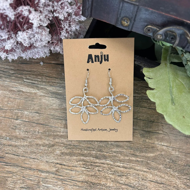 Leafy Branch Silver Earrings