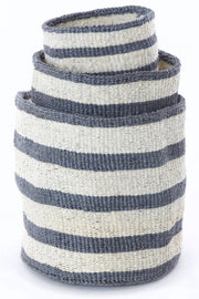 Dove Gray Striped Sisal Baskets - Mango + Main