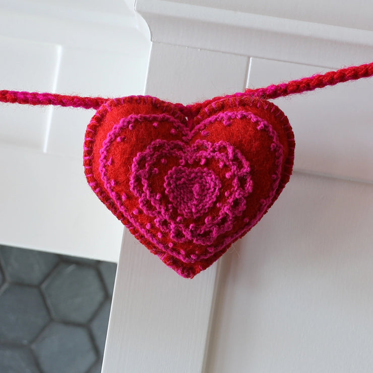 Wool Valentine Hearts Garland