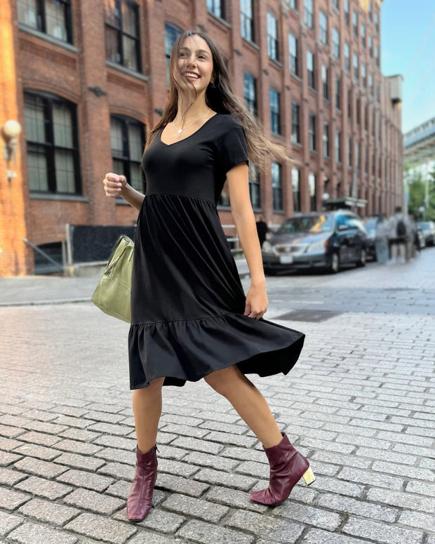 Jayde Tiered Dress in Black - Mango + Main