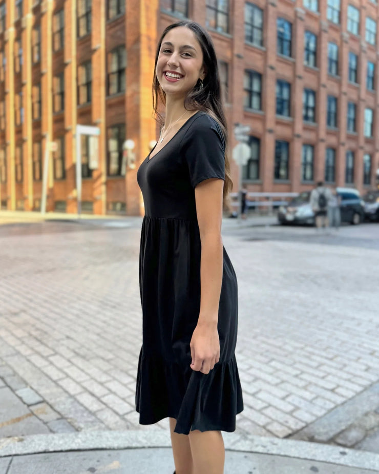 Jayde Tiered Dress in Black - Mango + Main