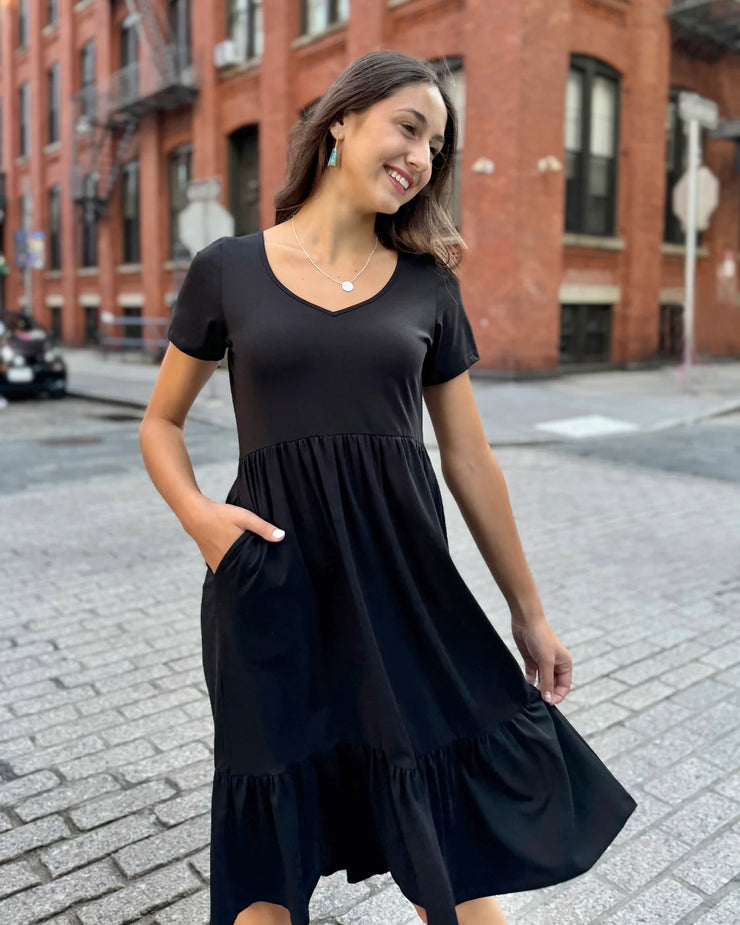 Jayde Tiered Dress in Black - Mango + Main