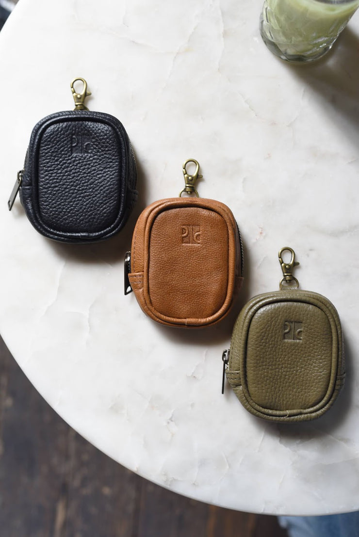 Leather Pouch Charm - Cognac