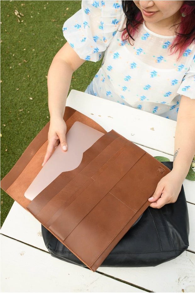Leather Laptop Sleeve - Cognac