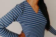 Ocean Blue Stripe Long Sleeve Dress