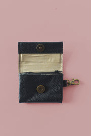 Mini Leather Wallet Charm - Black