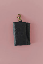 Mini Leather Wallet Charm - Black