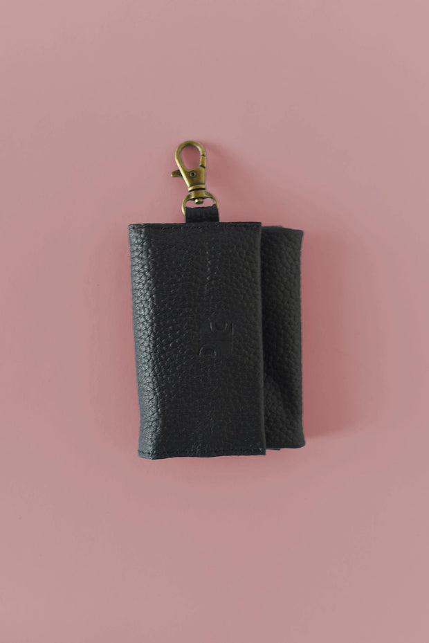 Mini Leather Wallet Charm - Black