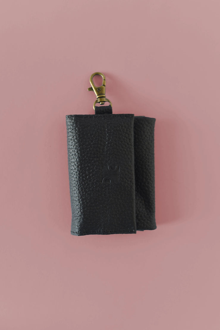 Mini Leather Wallet Charm - Black