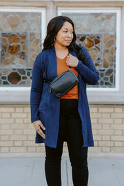 Navy Open Cardigan - Mango + Main