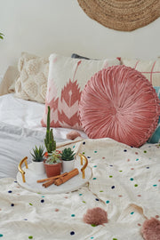 Velvet Round Handmade Pillow - Blush Pink