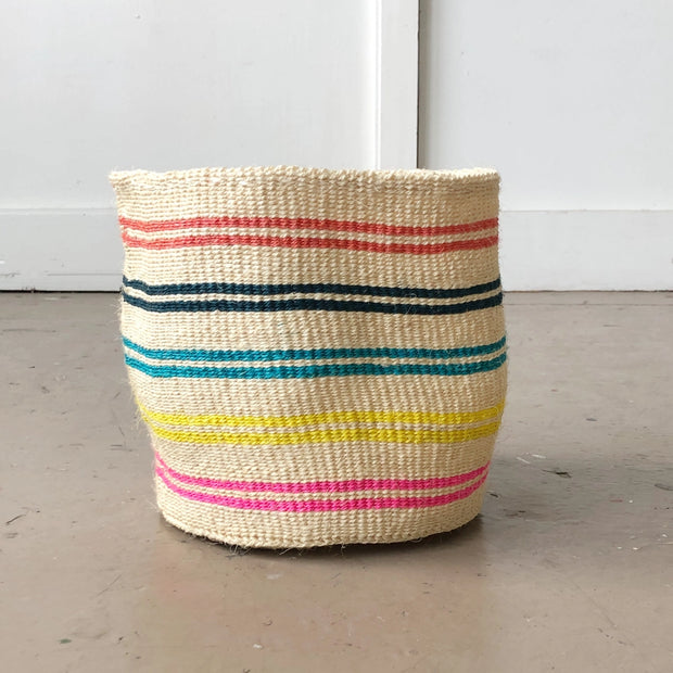Storage Plant Basket - Rainbow Thin Stripes