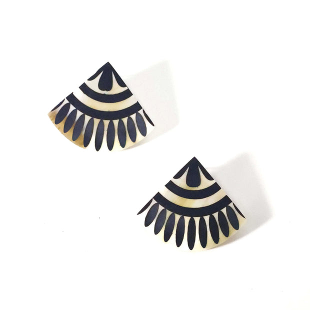 Navy Tile Earrings - Mango + Main