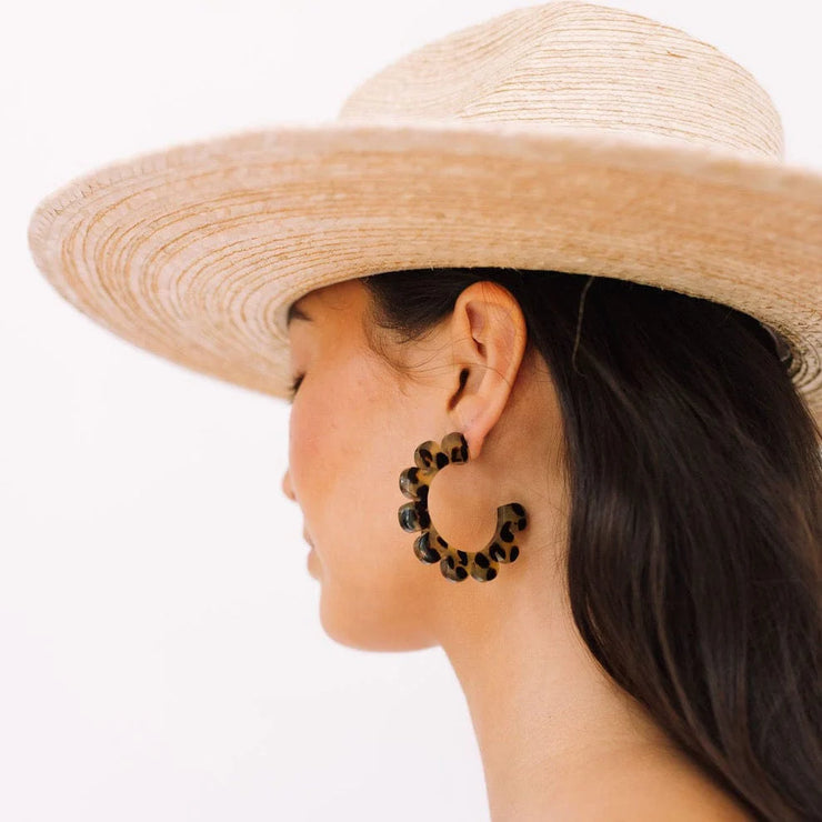 Tortoise Flower Outline Earrings - Mango + Main