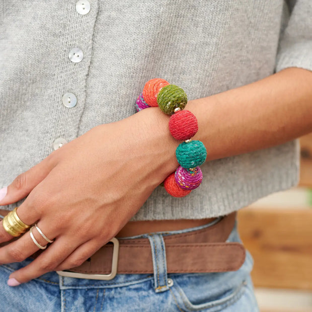 Threaded Kantha Bracelet - Harvest