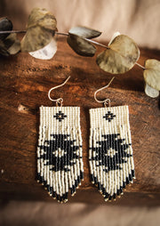 Beaded Handwoven Tribal Fringe Earrings
