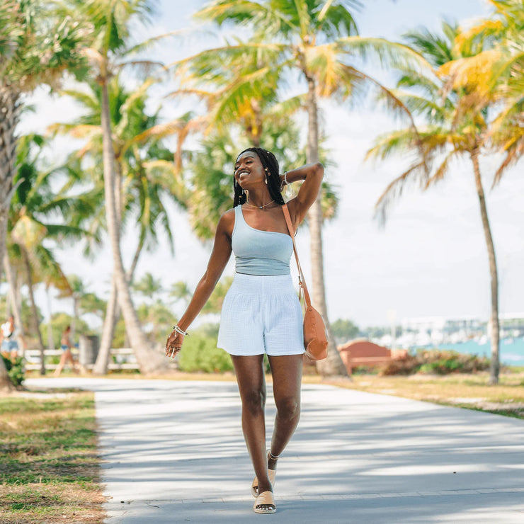 White Cotton High Waist Shorts