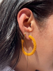 Beaded Gold Hoop Earrings
