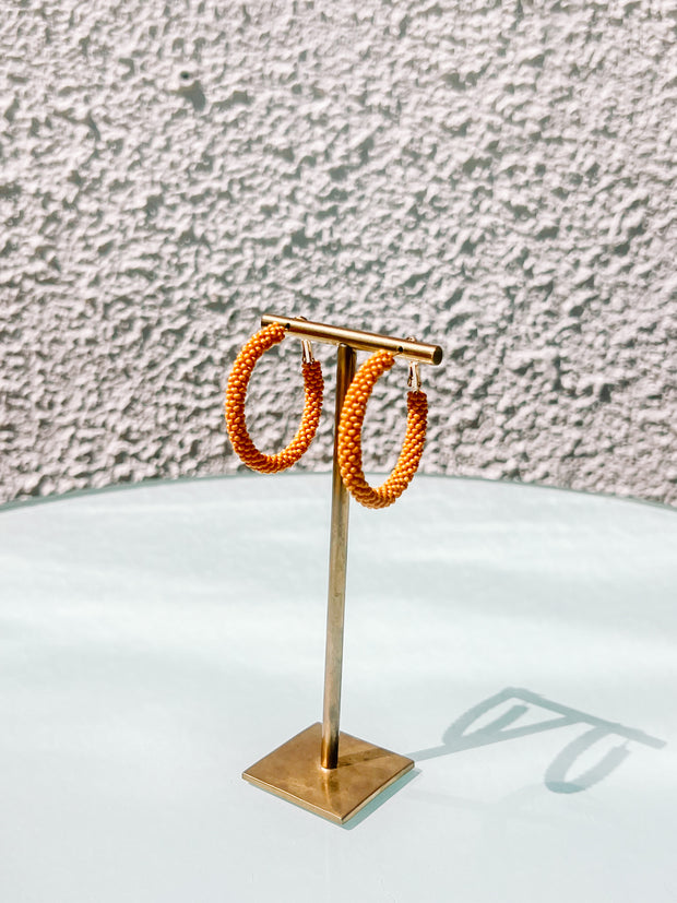 Beaded Gold Hoop Earrings