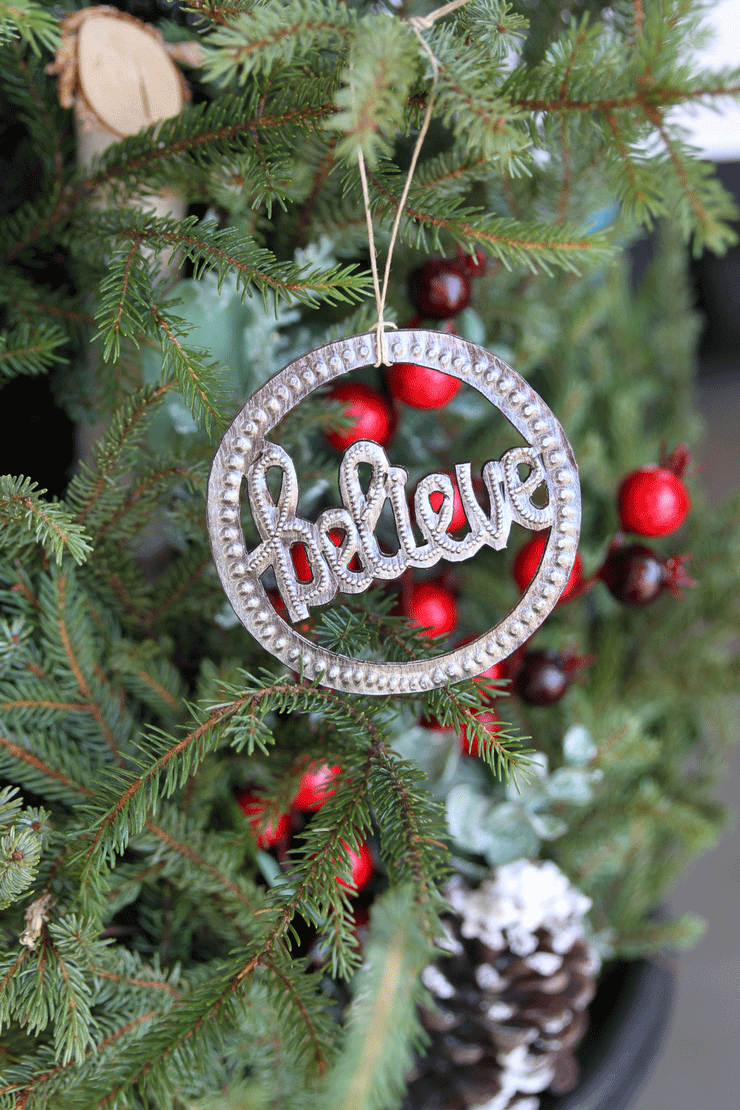 Believe Recycled Metal Art Ornament - Mango + Main