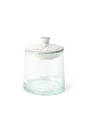 Small Glass Jar - Grey Floral Lid