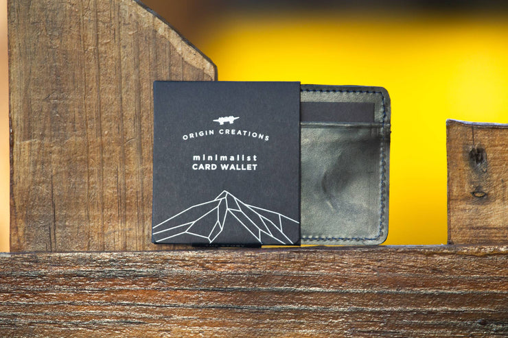 Leather Minimalist Card Holder Wallet - Black