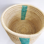 Raffia Plant Basket - Mint Stripe